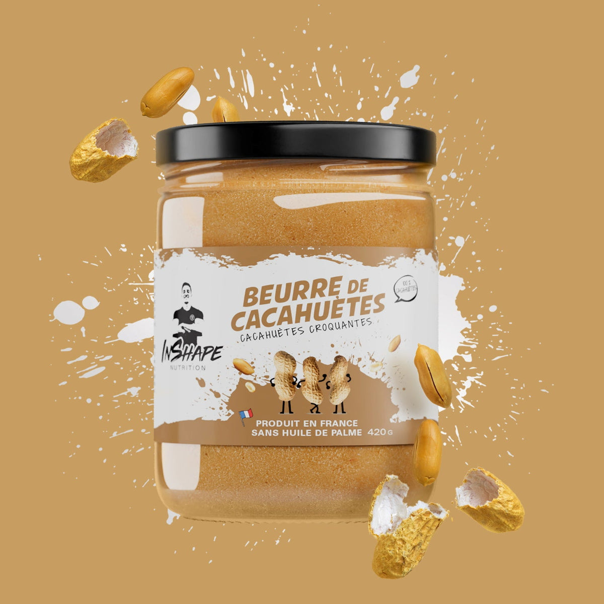 Beurre de cacahuètes Crunchy — lot de 2 pots de 420 g